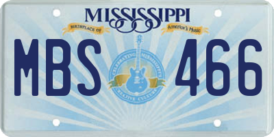MS license plate MBS466