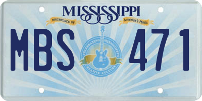 MS license plate MBS471