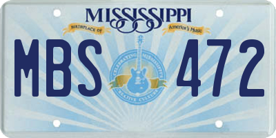MS license plate MBS472