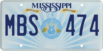 MS license plate MBS474