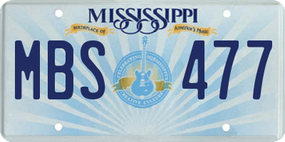 MS license plate MBS477