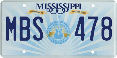 MS license plate MBS478