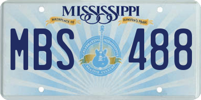 MS license plate MBS488