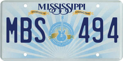 MS license plate MBS494