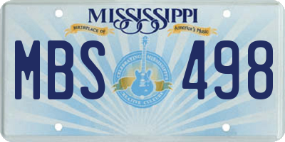MS license plate MBS498
