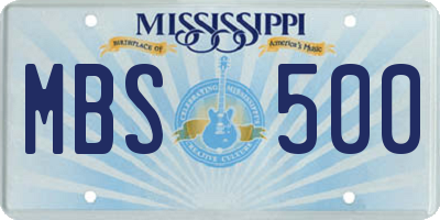 MS license plate MBS500