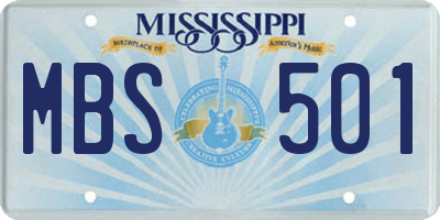 MS license plate MBS501