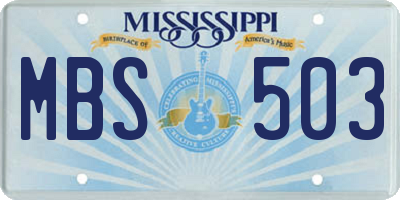 MS license plate MBS503