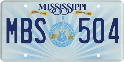 MS license plate MBS504