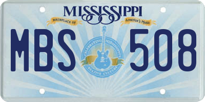 MS license plate MBS508