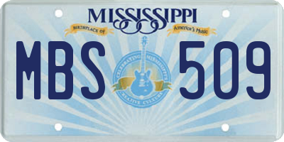 MS license plate MBS509