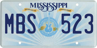 MS license plate MBS523