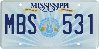MS license plate MBS531