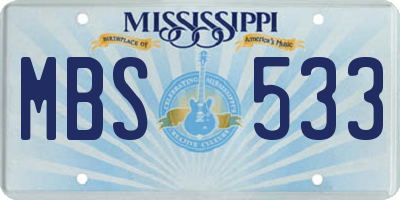 MS license plate MBS533