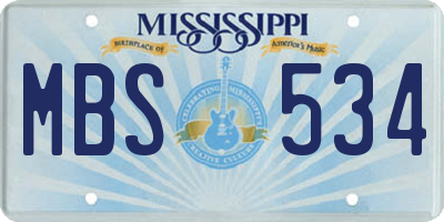 MS license plate MBS534