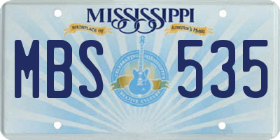 MS license plate MBS535