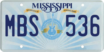 MS license plate MBS536