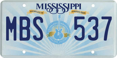 MS license plate MBS537