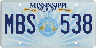 MS license plate MBS538