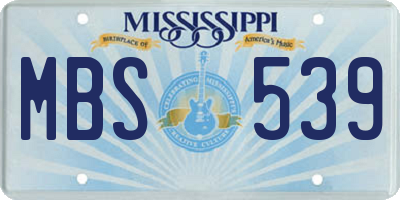 MS license plate MBS539