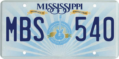 MS license plate MBS540
