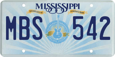 MS license plate MBS542