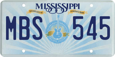 MS license plate MBS545