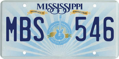 MS license plate MBS546