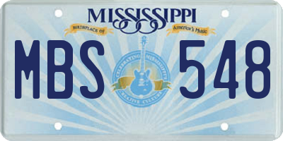MS license plate MBS548