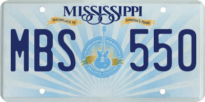 MS license plate MBS550
