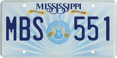 MS license plate MBS551