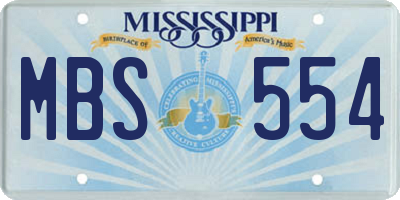 MS license plate MBS554