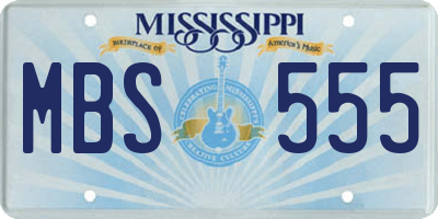 MS license plate MBS555