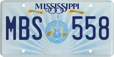 MS license plate MBS558