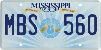 MS license plate MBS560