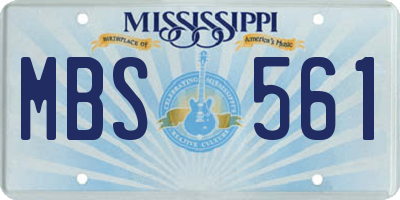 MS license plate MBS561