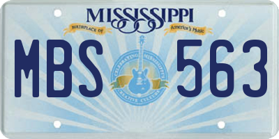 MS license plate MBS563