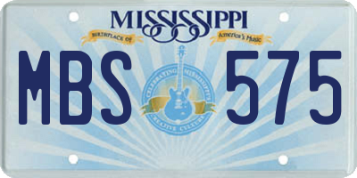 MS license plate MBS575
