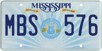 MS license plate MBS576
