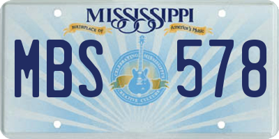 MS license plate MBS578