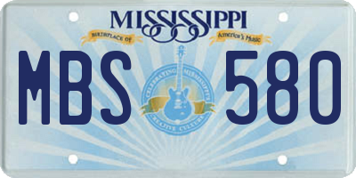MS license plate MBS580