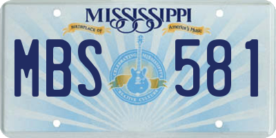MS license plate MBS581