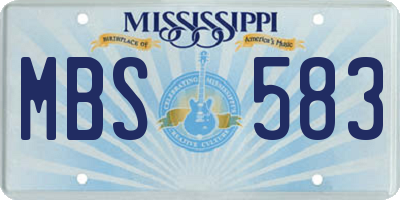 MS license plate MBS583