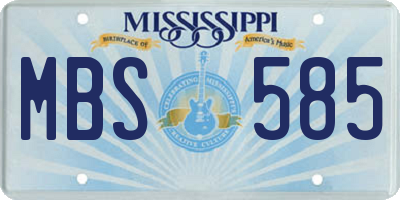 MS license plate MBS585
