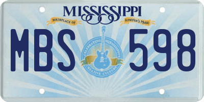 MS license plate MBS598