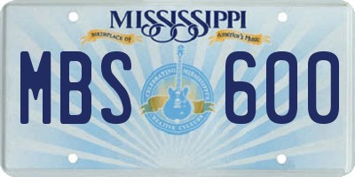 MS license plate MBS600