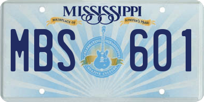 MS license plate MBS601