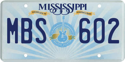MS license plate MBS602