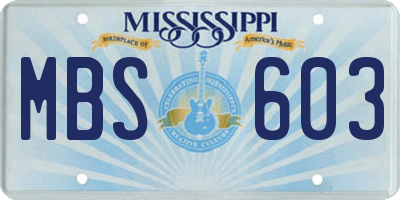 MS license plate MBS603