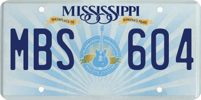 MS license plate MBS604